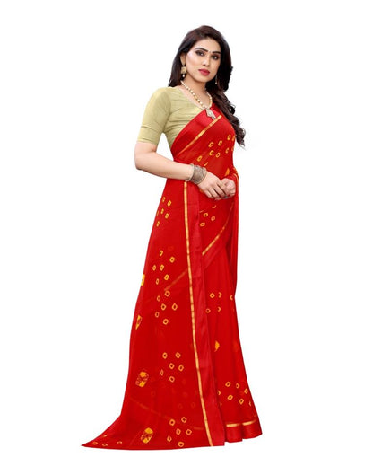 Red Coloured Chiffon Printed Casual saree | Sudathi