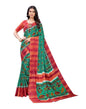 Green Coloured Poly Jute Printed Casual saree | Sudathi
