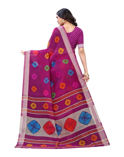 Purple Wine Coloured Poly Cotton Printed Casual saree | Sudathi