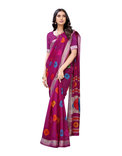 Purple Wine Coloured Poly Cotton Printed Casual saree | Sudathi