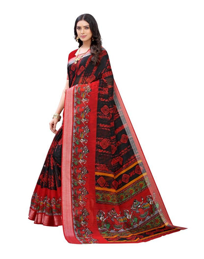 Red Coloured Poly Cotton Printed Casual saree | Sudathi