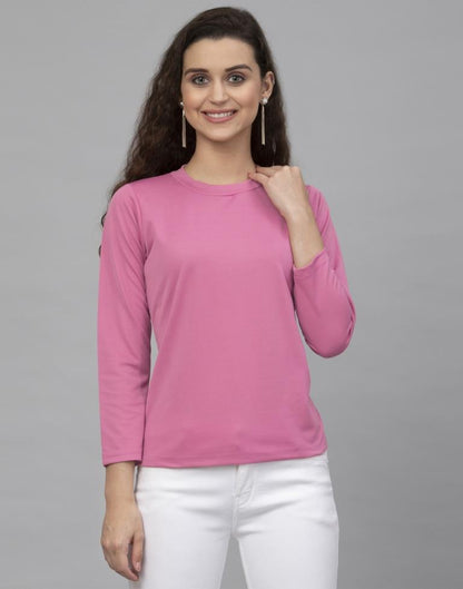 Glamorous Pink Coloured Knitted Lycra Tops | Leemboodi