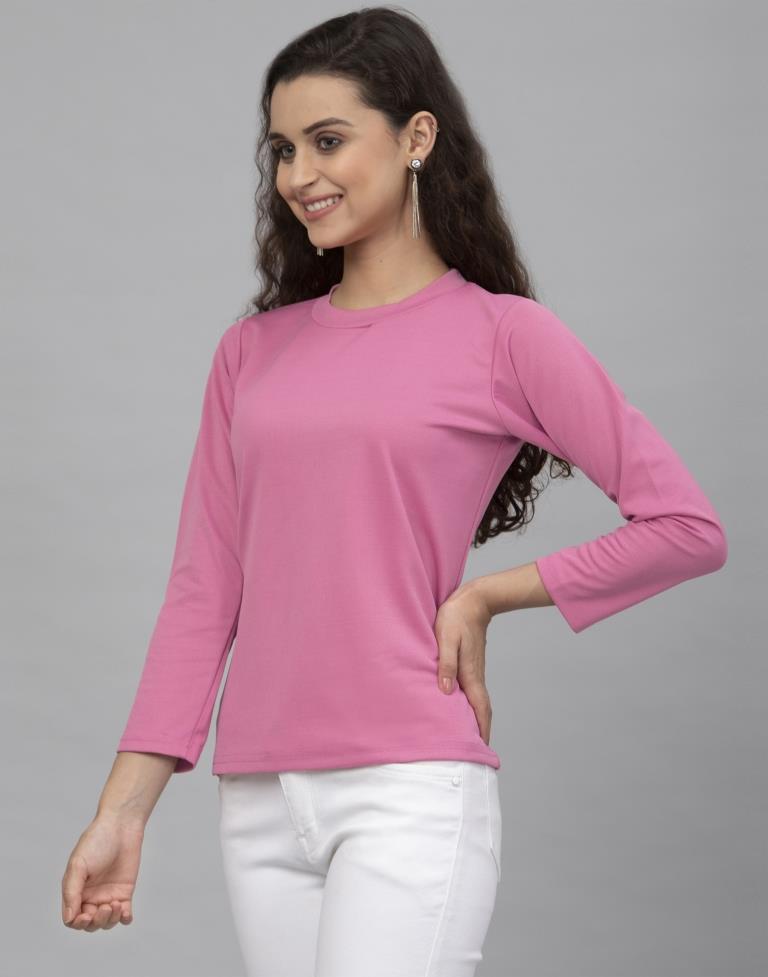 Glamorous Pink Coloured Knitted Lycra Tops | Leemboodi