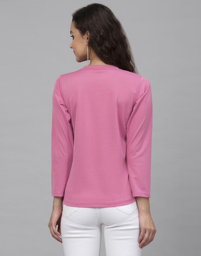 Glamorous Pink Coloured Knitted Lycra Tops | Leemboodi