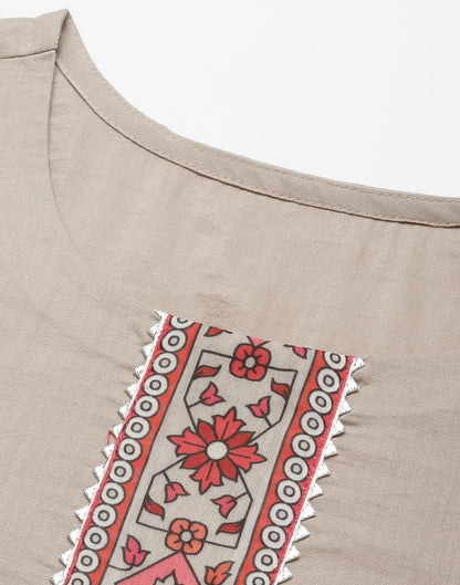 Light Grey Kurti With Pant And Dupatta | Leemboodi
