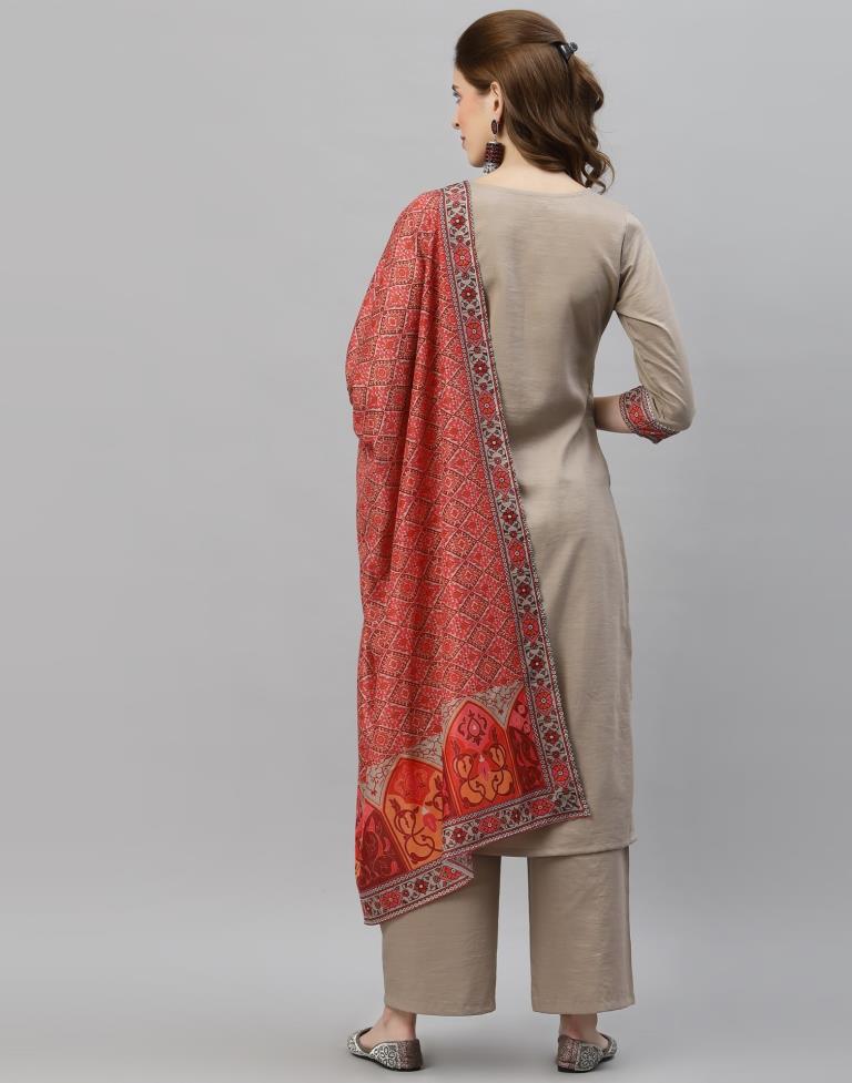 Light Grey Kurti With Pant And Dupatta | Leemboodi