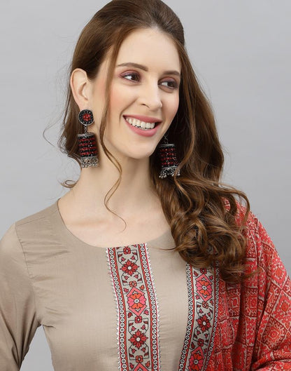 Light Grey Kurti With Pant And Dupatta | Leemboodi
