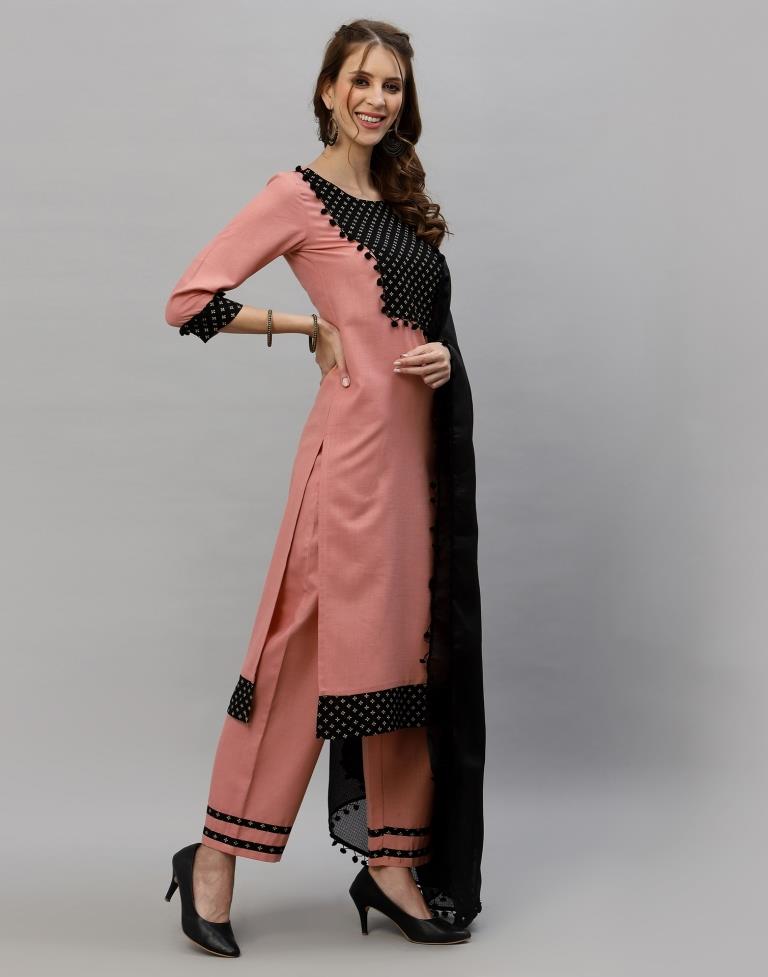 Peach Kurti With Pant And Dupatta | Leemboodi