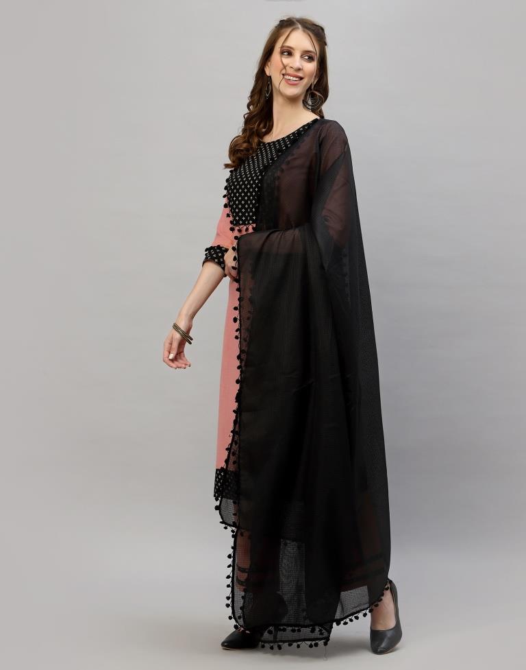 Peach Kurti With Pant And Dupatta | Leemboodi