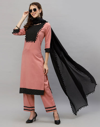 Peach Kurti With Pant And Dupatta | Leemboodi