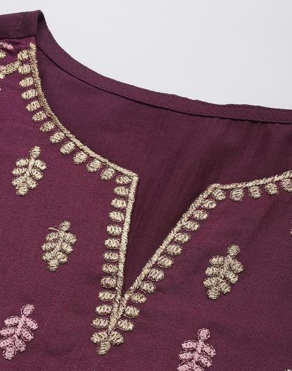 Wine Kurti With Pant And Dupatta | Sudathi