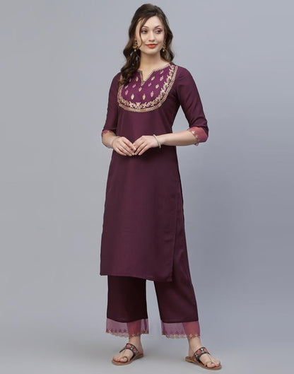 Wine Kurti With Pant And Dupatta | Sudathi