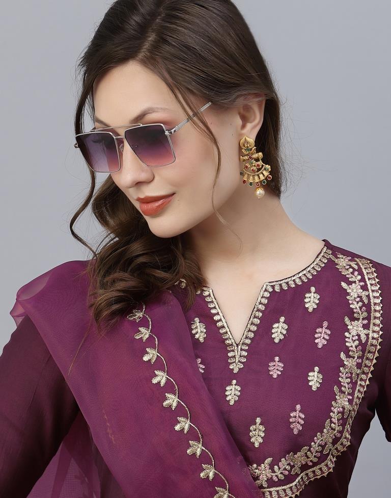 Wine Kurti With Pant And Dupatta | Sudathi