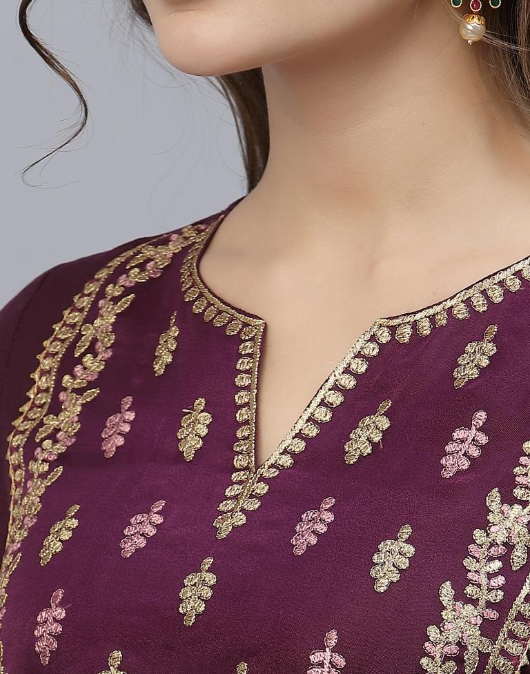 Wine Kurti With Pant And Dupatta | Sudathi