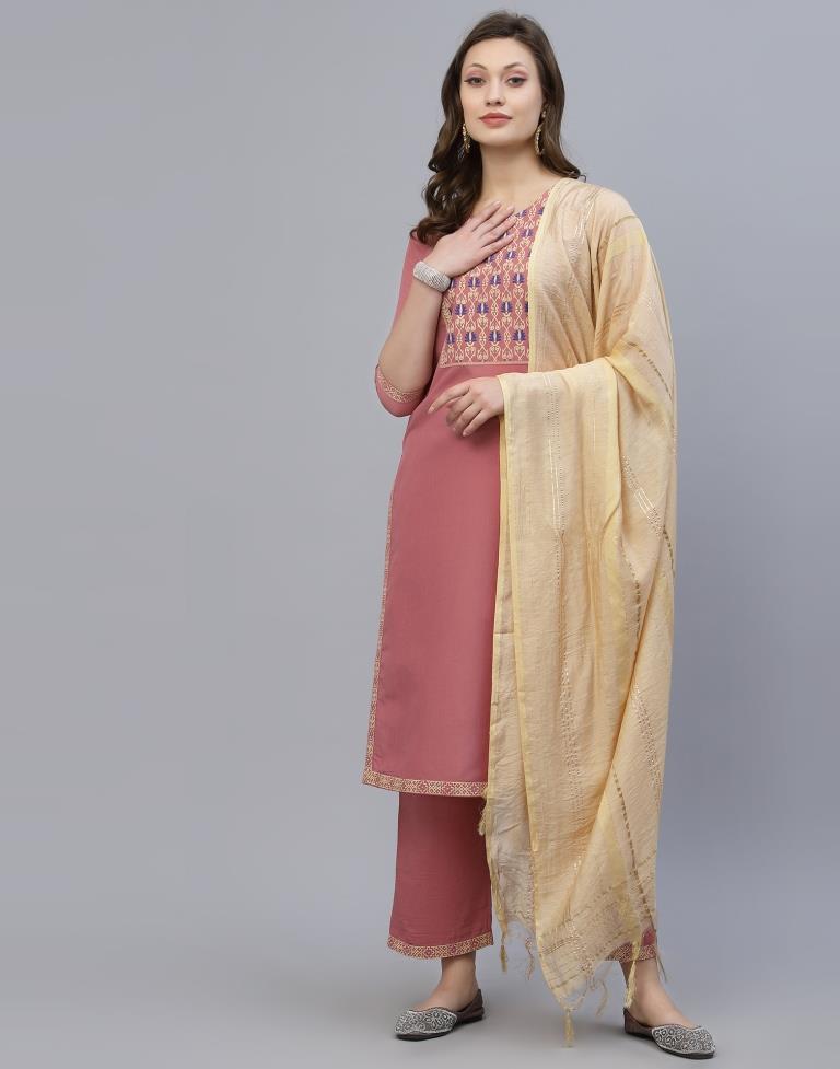 Light Pink Kurti With Pant And Dupatta | Leemboodi