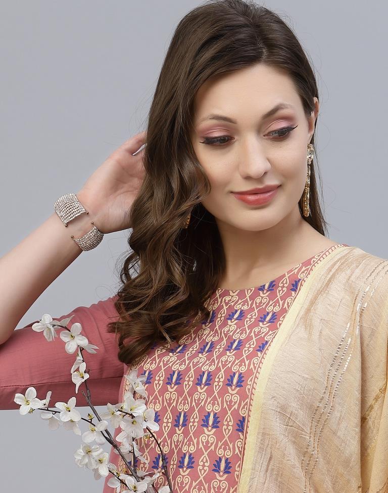 Light Pink Kurti With Pant And Dupatta | Leemboodi