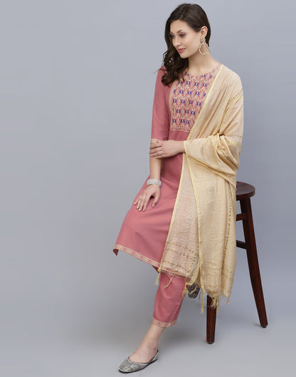 Light Pink Kurti With Pant And Dupatta | Leemboodi