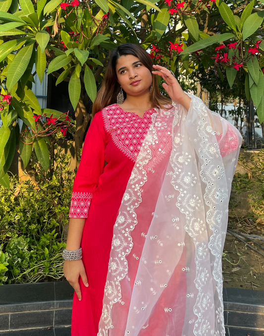 Pink Printed Kurti With Pant Set | Leemboodi