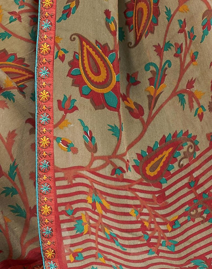 Beige Printed Chiffon Saree