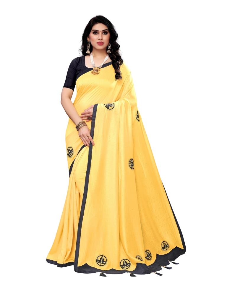 Yellow Plain Silk Saree