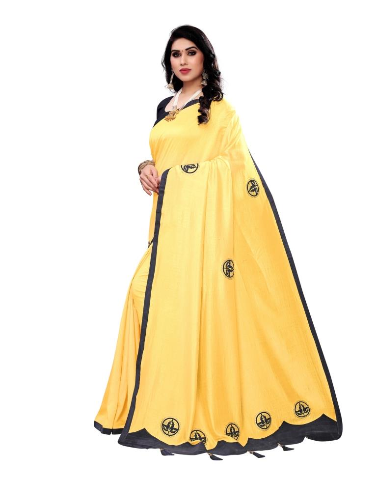 Yellow Plain Silk Saree