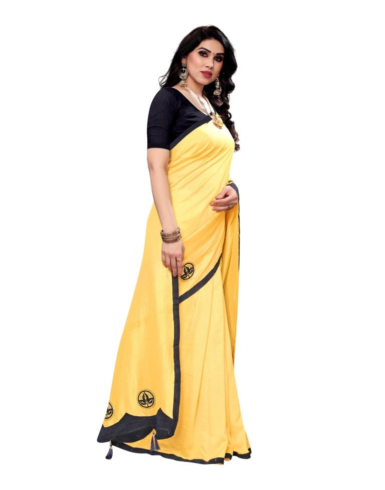 Yellow Plain Silk Saree