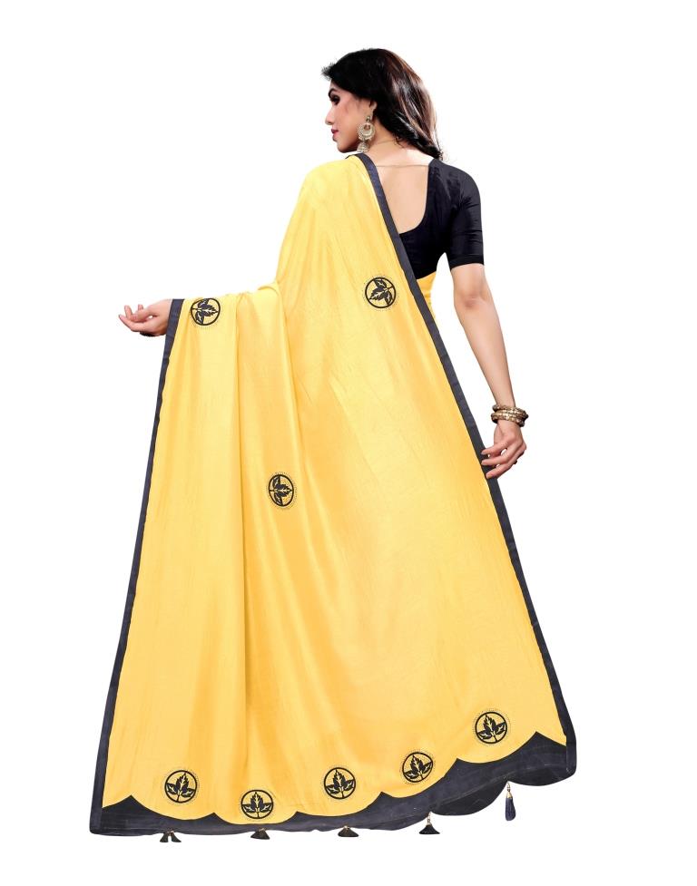 Yellow Plain Silk Saree