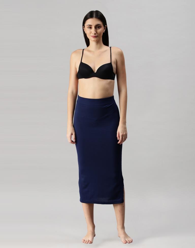 Navy Blue Coloured Lycra Solid Saree Shapewear | Sudathi