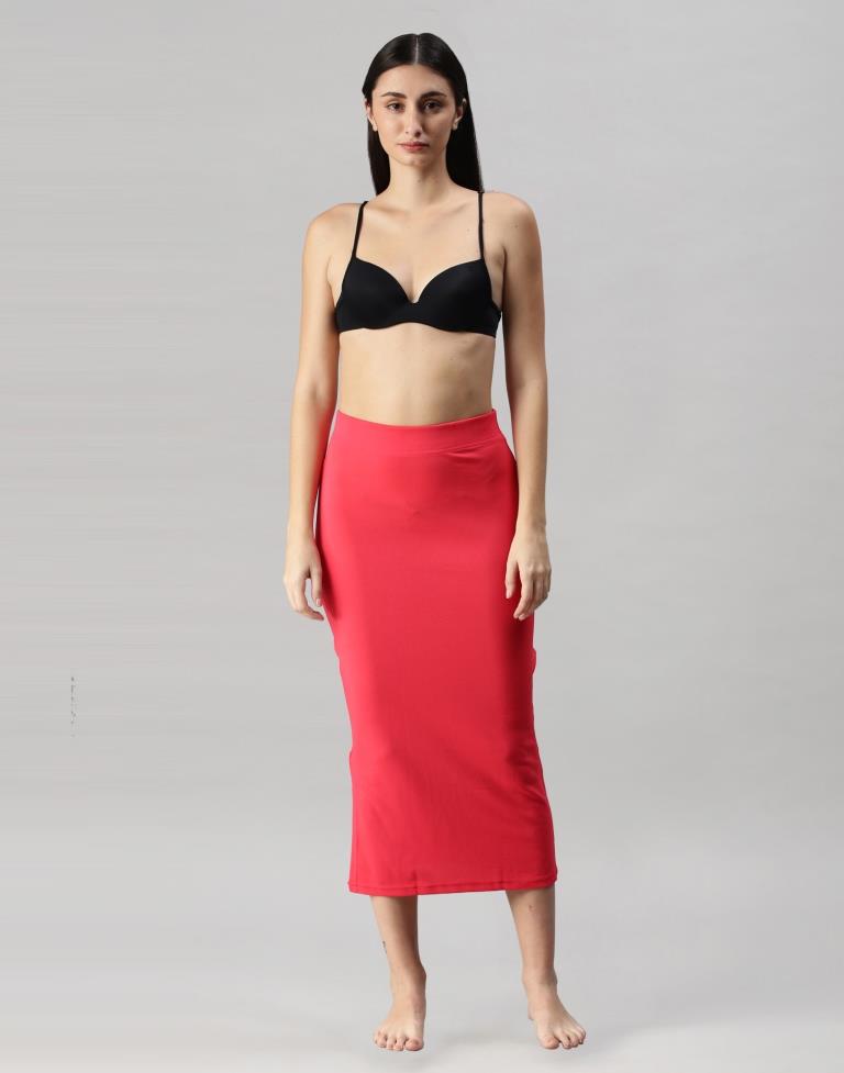 Tomato Red Coloured Lycra Solid Saree Shapewear | Sudathi