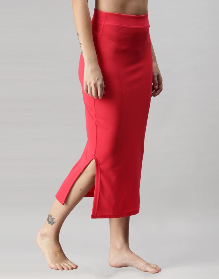 Tomato Red Coloured Lycra Solid Saree Shapewear | Sudathi