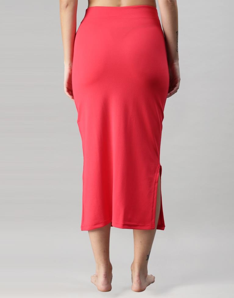 Tomato Red Coloured Lycra Solid Saree Shapewear | Sudathi