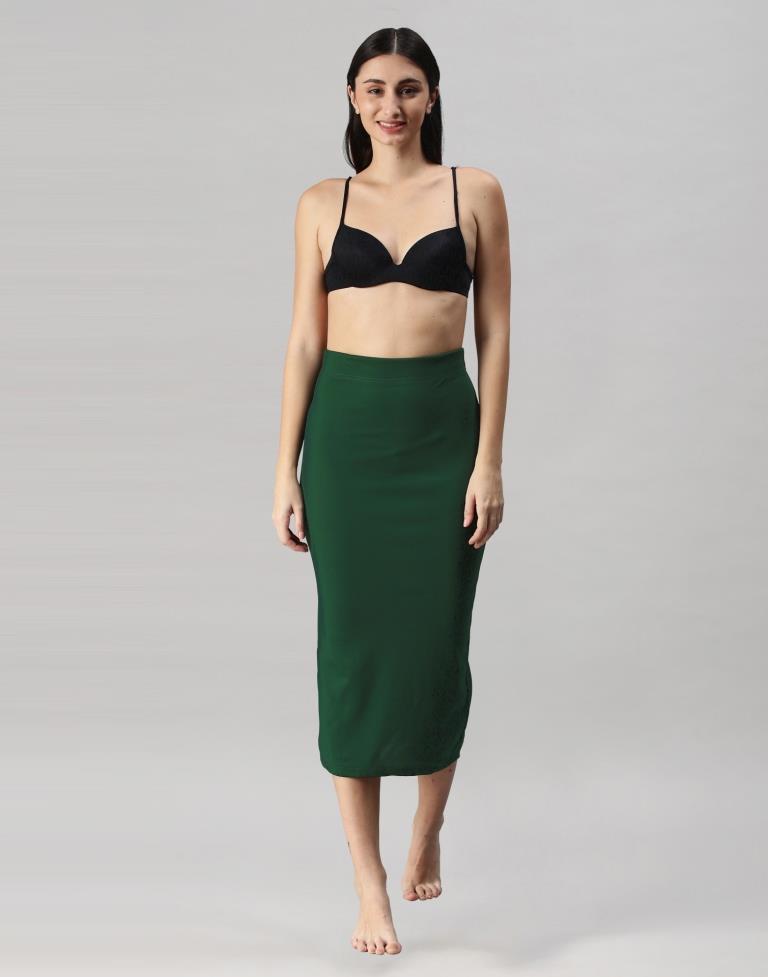 Bottle Green Coloured Lycra Solid Saree Shapewear | Sudathi