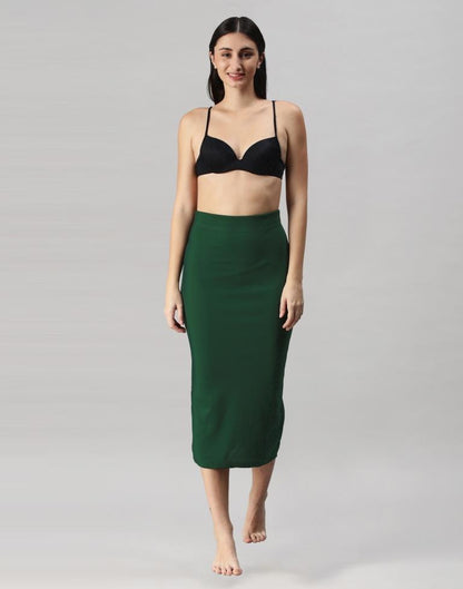 Bottle Green Coloured Lycra Solid Saree Shapewear | Sudathi