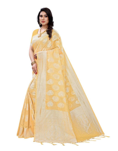 Mellow Yellow Banarasi Cotton Saree