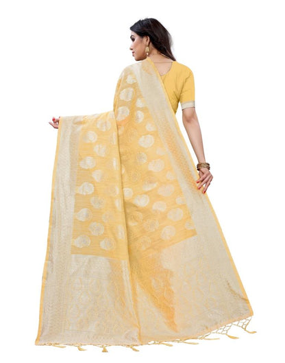 Mellow Yellow Banarasi Cotton Saree