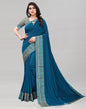 Prussian Blue Coloured Poly Silk Plain Saree | Sudathi