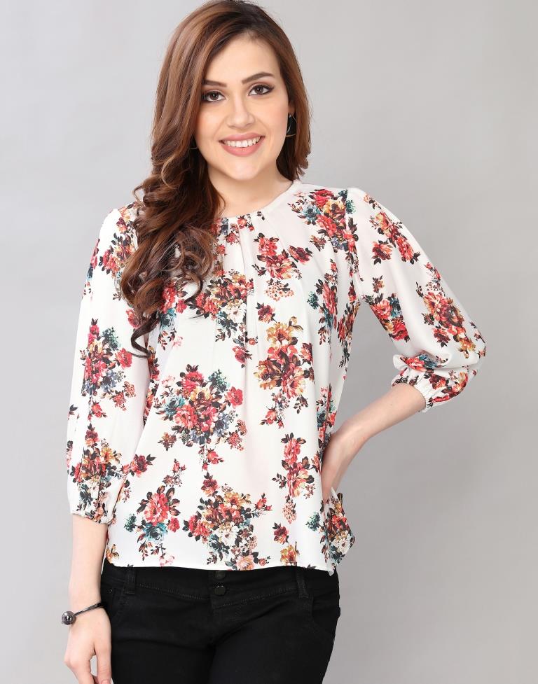 White Digital Printed Cool Top | Sudathi