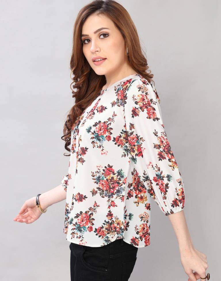 White Digital Printed Cool Top | Sudathi