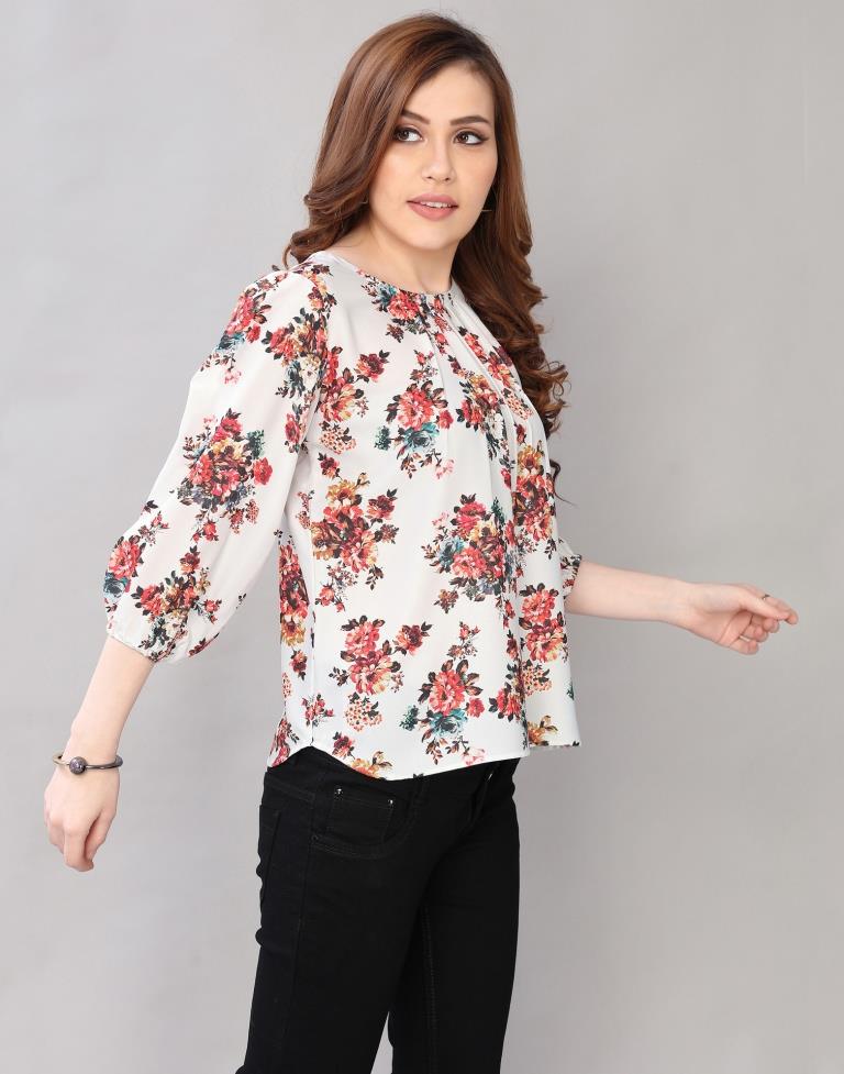 White Digital Printed Cool Top | Sudathi