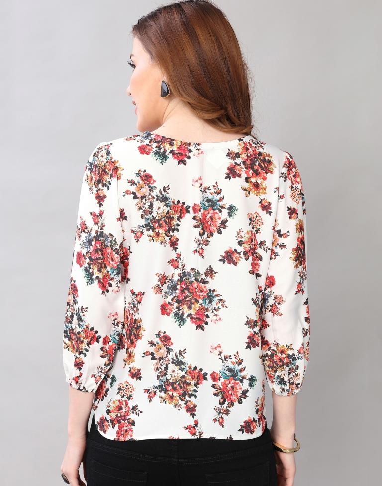 White Digital Printed Cool Top | Sudathi