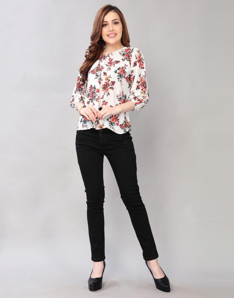 White Digital Printed Cool Top | Sudathi