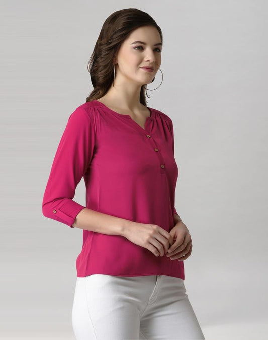 Pink Coloured Crepe Mill Dyed Top | Sudathi