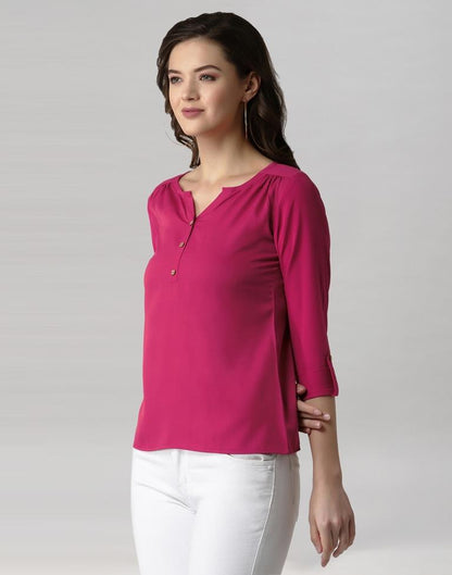 Pink Coloured Crepe Mill Dyed Top | Sudathi