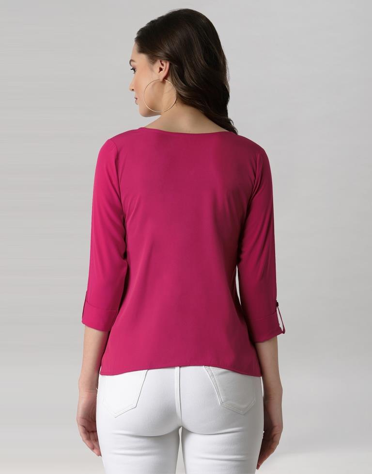 Pink Coloured Crepe Mill Dyed Top | Sudathi