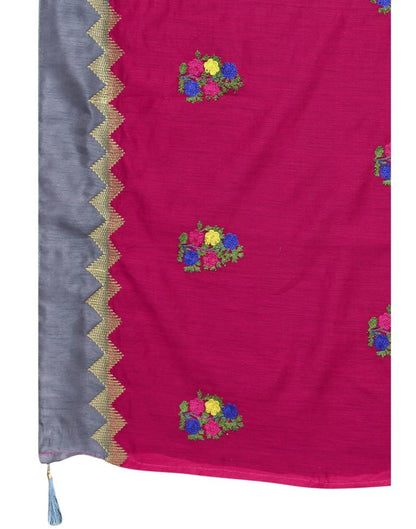 Pink Coloured Poly Cotton Thread Embroidered Partywear saree | Sudathi