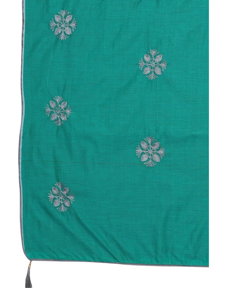 Sacramento Green Coloured Poly Cotton Embroidered Saree | Sudathi