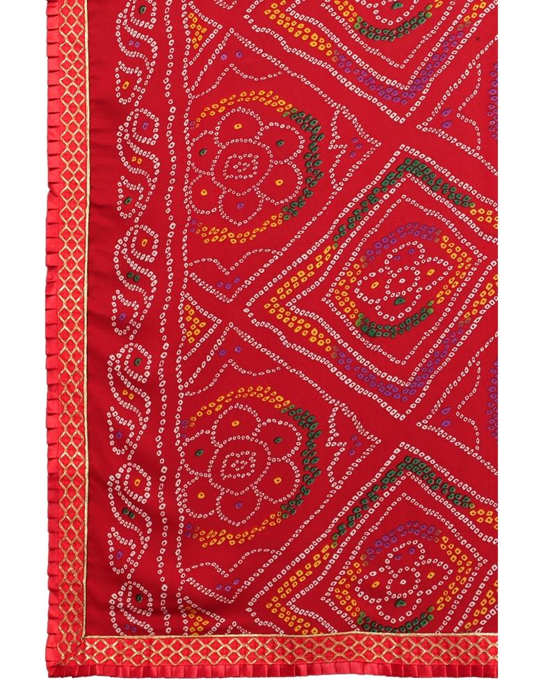 Red Coloured Georgette Bandhani Printed Saree | Sudathi