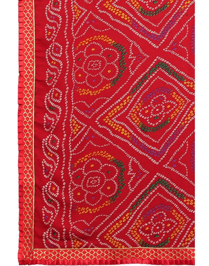 Red Coloured Georgette Bandhani Printed Saree | Sudathi