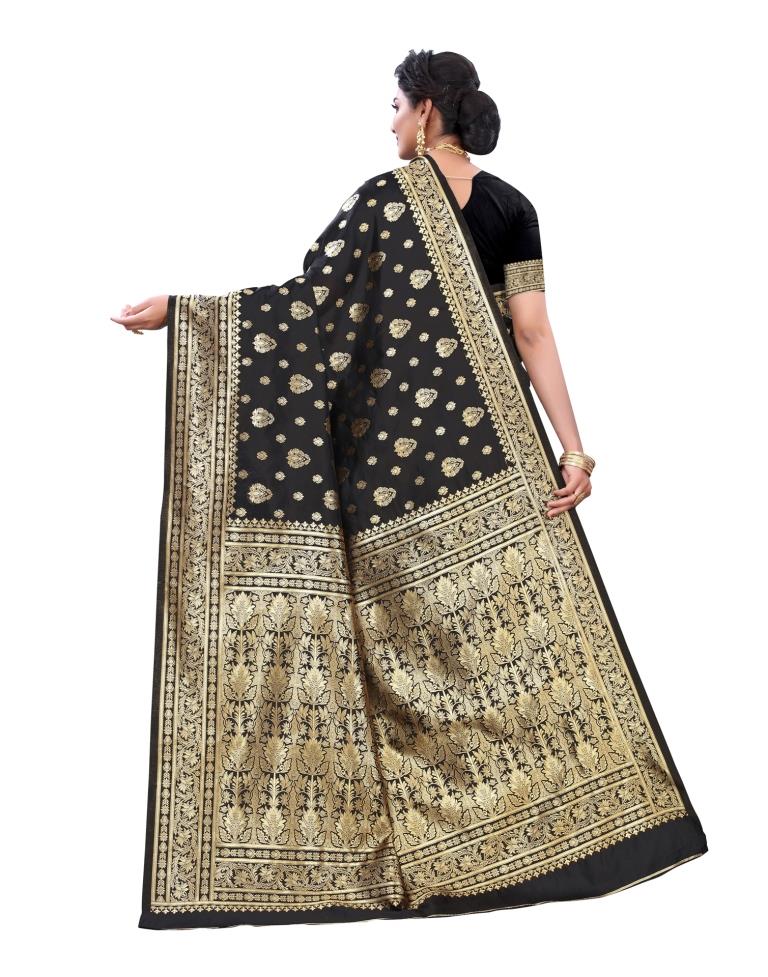 Black Coloured Poly Silk Jacquard Partywear saree | Sudathi