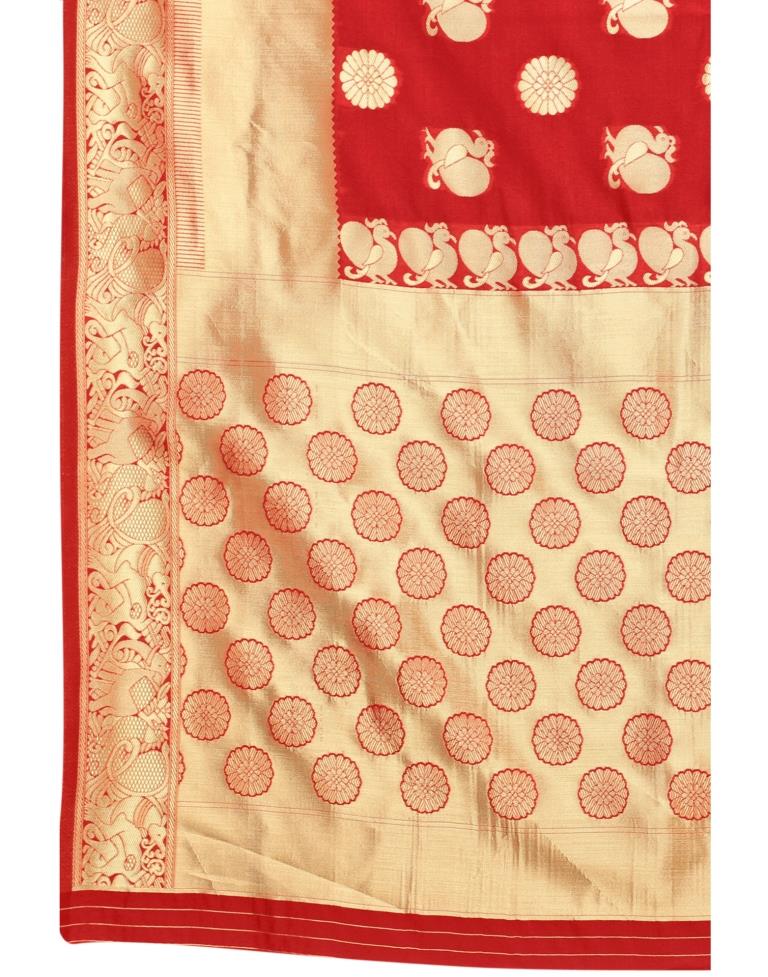 Red Coloured Poly Silk Jacquard Partywear saree | Sudathi